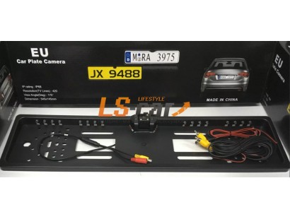 Рамка заднего номерного знака  JX948816LED БЕЛЫЙ пластик с камерой заднего вида и подсветкой 16LED  (кабели подключения к LED или ЖК-дисплеям)