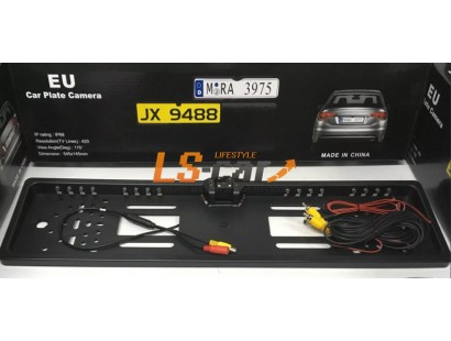 Рамка заднего номерного знака  JX948816LED СЕРЕБРО пластик с камерой заднего вида и подсветкой 16LED  (кабели подключения к LED или ЖК-дисплеям)