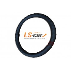 Оплетка на рулевое колесо Волна, кожа, черная, размер L (GD-01)