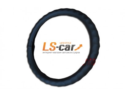 Оплетка на рулевое колесо Волна, кожа, черная, размер L (GD-01)