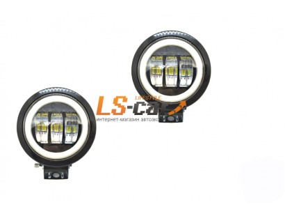 Фонарь светодиодный  LED-019 со светодиодным ободком 3led,3 провода КРУГЛЫЙ (9-30V) 90*90*60MM (к-т 2 шт)