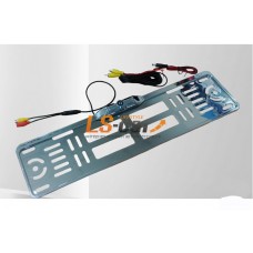 Рамка заднего номерного знака JX084 ХРОМ  пластик с камерой заднего (кабели подключения к LED или ЖК-дисплеям)