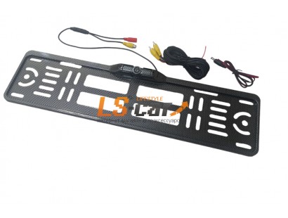 Рамка заднего номерного знака JX084 КАРБОН пластик с камерой заднего (кабели подключения к LED или ЖК-дисплеям)