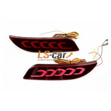 Накладки бампера светодиодные HP-BD47-01 RED  типа "Lexus" на задний бампер Лада Приора 2 (3 режима работы :СТОП / ГАБАРИТ / БЕГУЩИЙ ПОВОРОТНИК)  ( к-т 2 шт.)