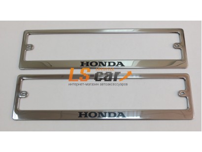 Рамка для номерного знака, хром нержавеющая сталь (ком-т 2 шт) Honda шелкография краска