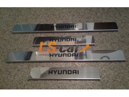 Накладки на пороги Hyundai Santa Fe 2013-... из нержавеющей стали (комп 4шт.)