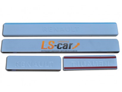 Накладки на пороги Renault (Logan, Megane, Sandero) из нержавеющей стали (комп 4шт.) штамп