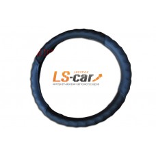 Оплетка на рулевое колесо Волна, полуперфорированная, черная+серая, размер М