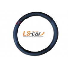 Оплетка на рулевое колесо Гладкая, черная+серая, размер М
