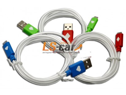 Кабель-переходник светящийся зеленый USB-MicroUSB Green (CBL710-UMU-10G) WIIIX 1m