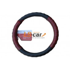 Оплетка на рулевое колесо Волна, кожа, черная +  красный крокодил , размер М (GD-016)