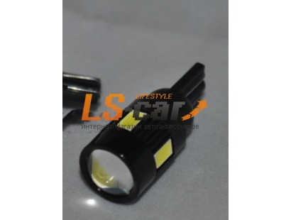Светодиодная лампа для а/м T10-5630-6SMD-Lens  чёрный 24V