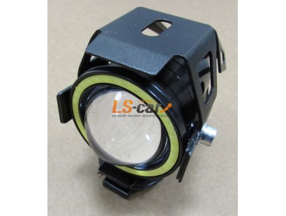 Фара противотуманная U7 Мoto со светодиодным ободком (линза) 1-LED черный, 1шт