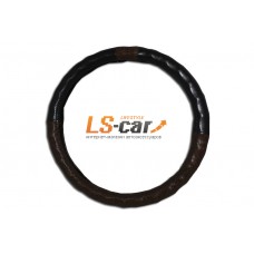 Оплетка на рулевое колесо Волна, плетеная, черная+коричневая, размер М/ GD-044