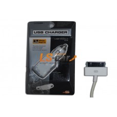 Адаптер в прикуриватель N-11 с 1 USB+кабель переходник для iPhone, iPоd 12-24V AJM