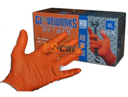 Перчатки AMMEX нитриловые рифленые GWON48100 ORANGE размер XL (упаковка 100 штук)