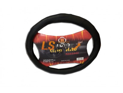 Оплетка на рулевое колесо HL-2009BK+ВК-M (черный+черный иск. кожа )