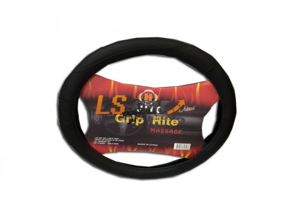 Оплетка на рулевое колесо HL-3005BK+BK-M (черный+черный иск. кожа )