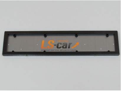 Рамка для ГОС. номерного знака HJ-PF-001CA карбон (нержавеющая сталь, класс ПРЕМИУМ), 1шт