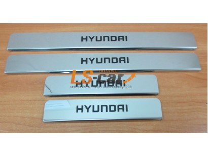 Накладки на пороги Hyundai Solaris 2010-2017 из нержавеющей стали 