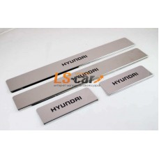 Накладки на пороги Hyundai Grandeur из нержавеющей стали (комп 4шт.)