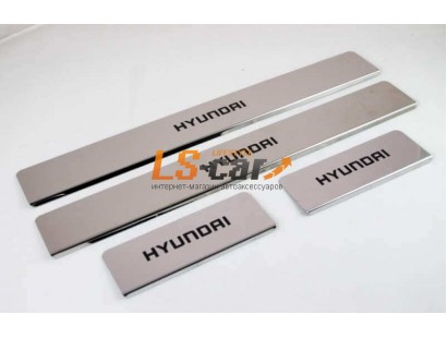 Накладки на пороги Hyundai Grandeur из нержавеющей стали (комп 4шт.)